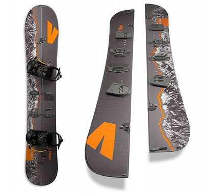 Splitboard for backcountry skiing.