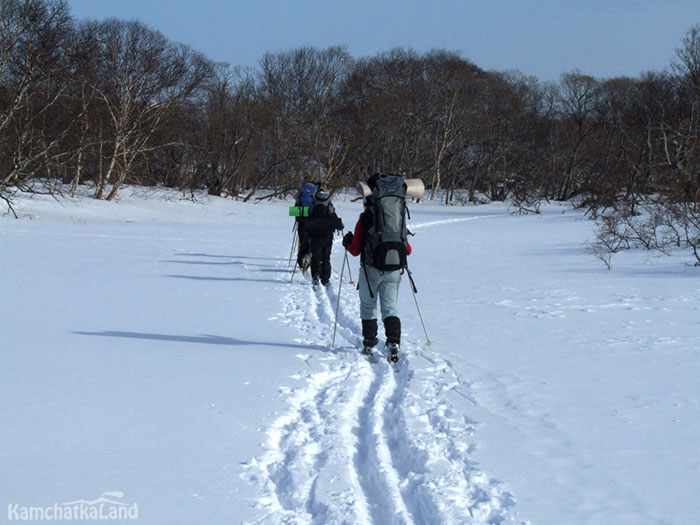 Skiing across Kamchatka.