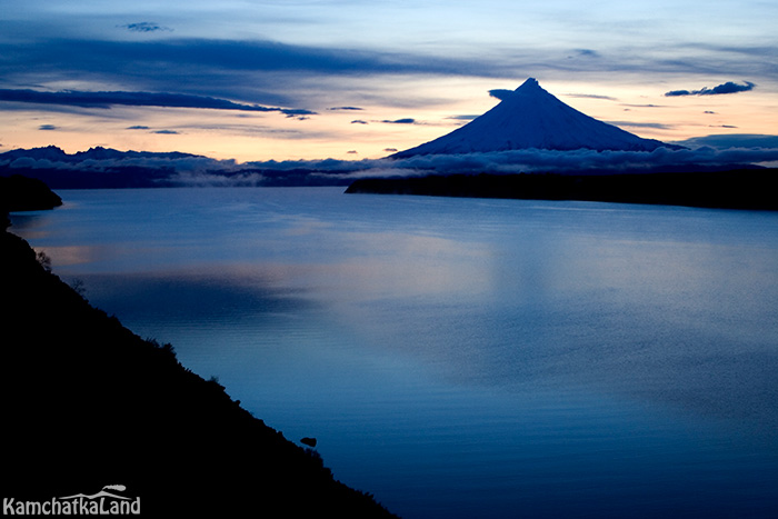 ghost lake in the evening twilight