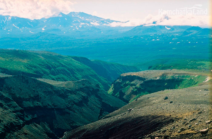 A dangerous ravine has carved up the topography of the land.