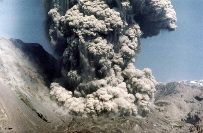 A column of ash over Shiveluch