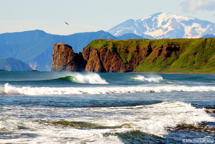 Surfing in Kamchatka.