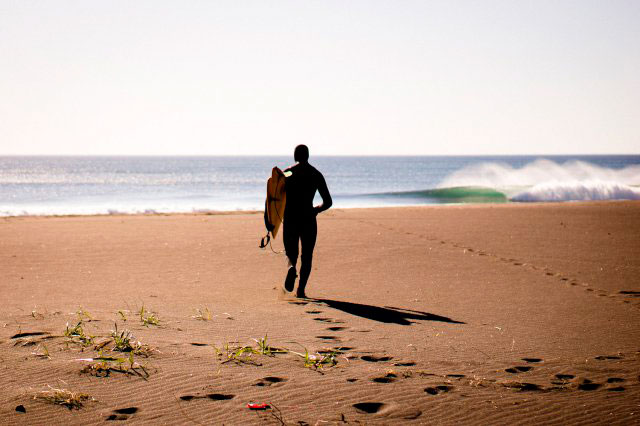 Surfing in Kamchatka.